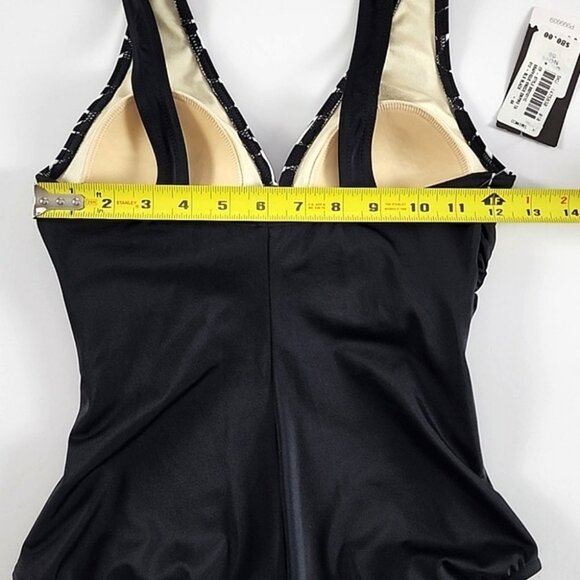 It Figures! Tummy Thinner One Piece Swimsuit Black Graphic Tee Empire Waist Sz 8 - Picture 13 of 13